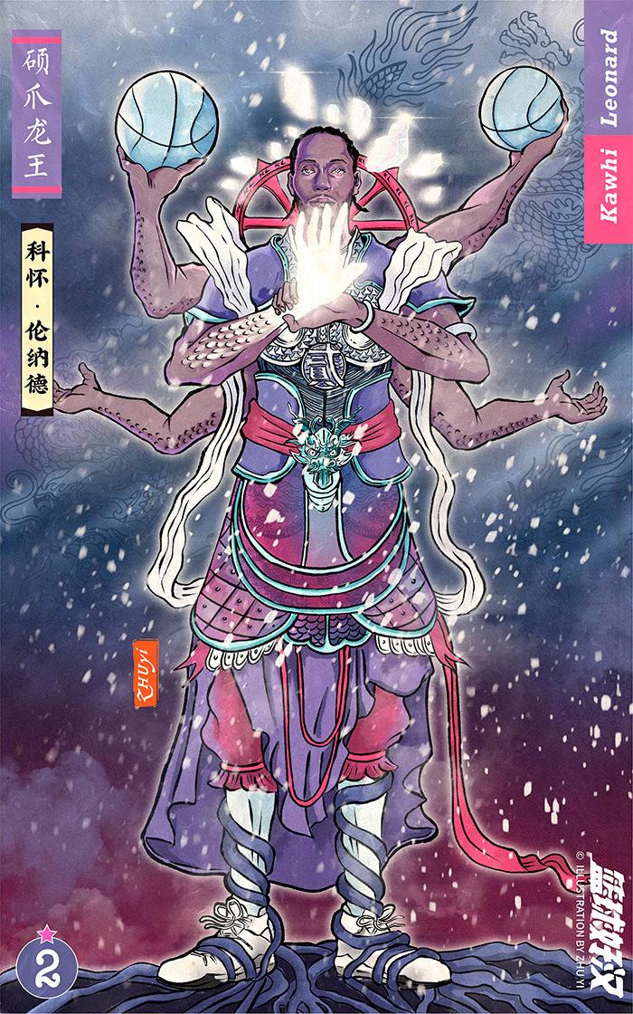 莱昂纳德球星卡(帅!小伙设计NBA球星·篮球好汉卡,詹姆斯、哈登都上榜了)