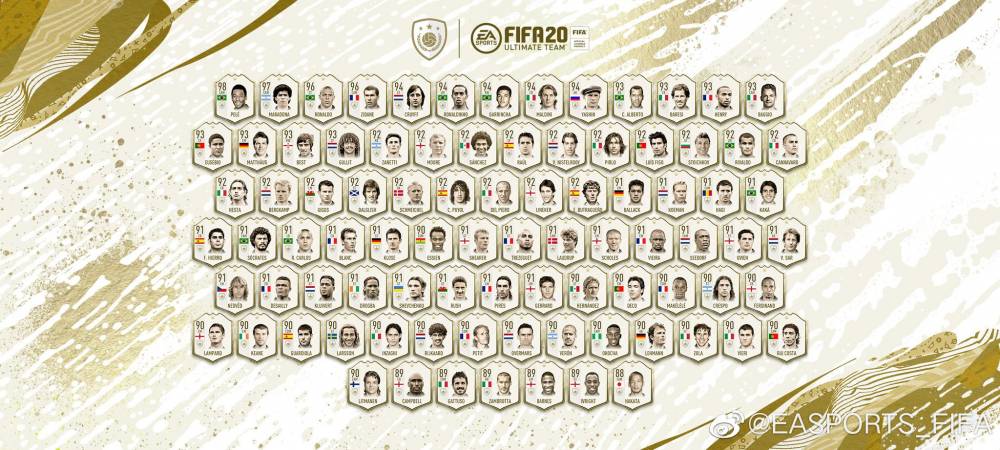 fifa20里面的巴西队（FIFA20传奇球星能力值：贝利98 马拉多纳97大罗96）