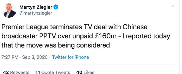 英超中国转播权最新消息(英超宣布与中国转播商解约!英媒曝中方拖欠14.5亿费用)